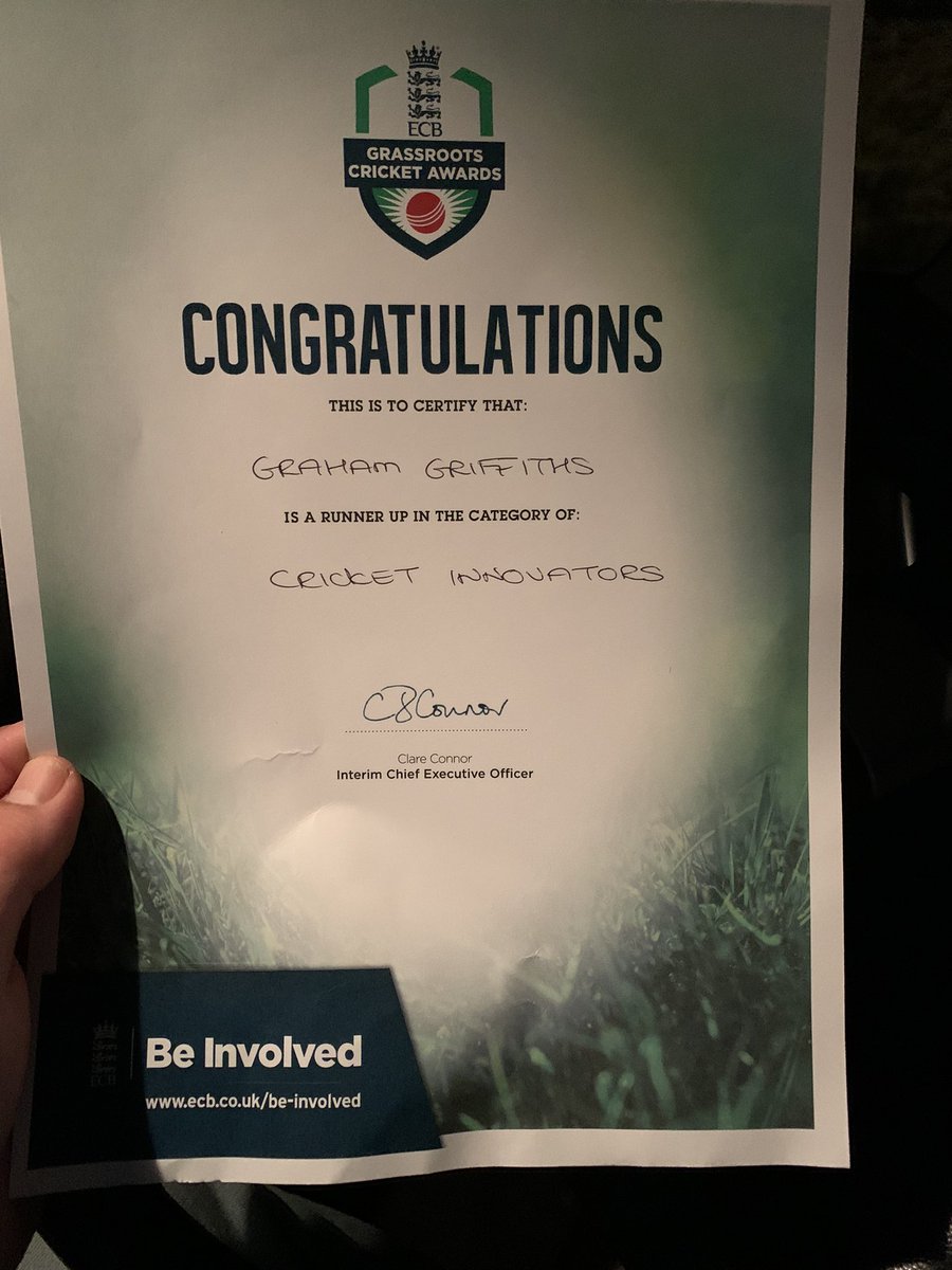 Little invite for Darren, Graham and Michelle to the Annual Cornwall Cricket Awards night. Club mark is now official, Graham runner up in the innovation category and our club winning the Connecting Communities award!! What a club to be involved in right now!!