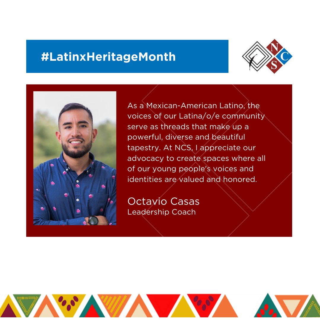 NCSChicago's tweet photo. "Creating spaces where all of our young people's voices and identities are valued and honored." @OCasas9, life-long educator and #NCSChicago Leadership Coach, shares how he brings the spirit of his community into his work with #highschool leaders. #LatinxHeritageMonth https://t.co/wFTuCbiHRD