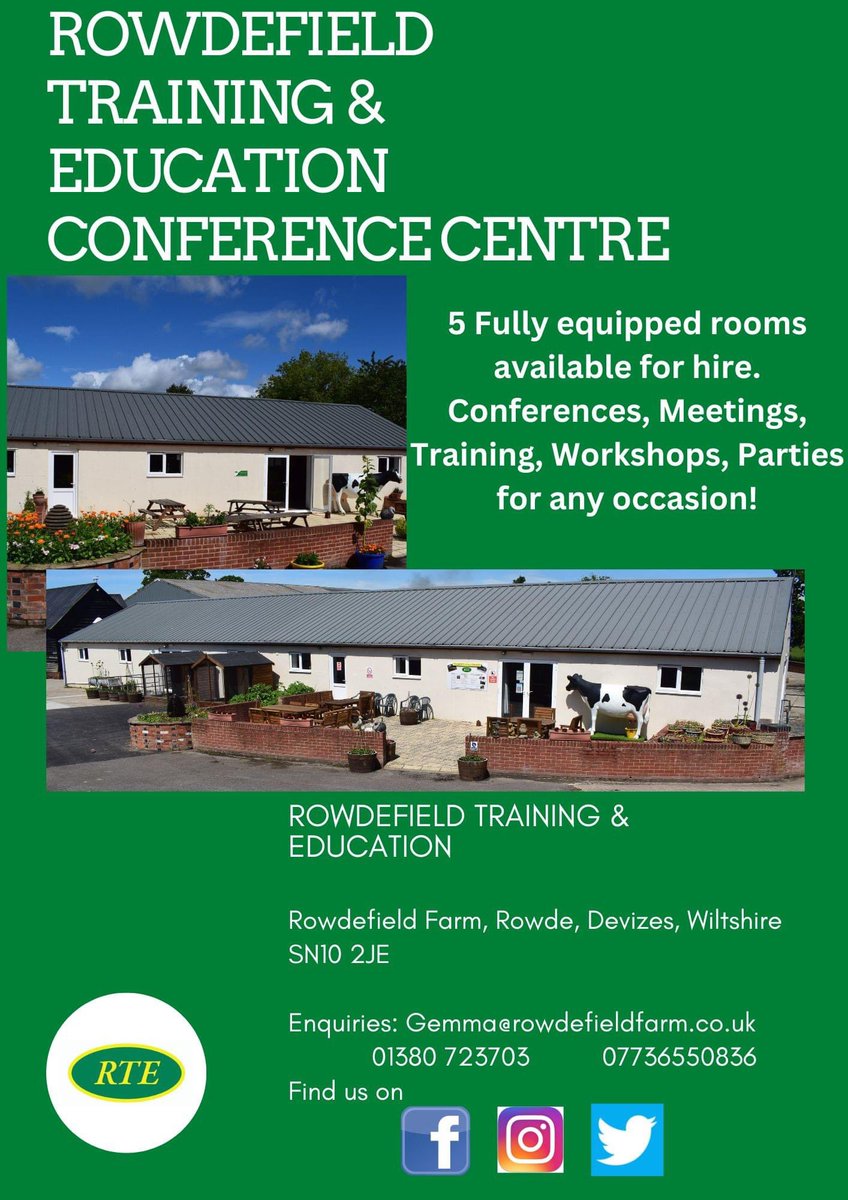RowdefieldT's tweet image. The Conference Centre in Rowde, Devizes.
With 5 fully equipped rooms available to hire throughout the year!
Ample parking, beautiful views, with outside seating areas, snooker table etc. The perfect setting for all your room hire needs. Please contact us  #teamrowdefield