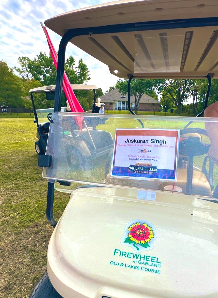 Thank you to <a href="/Jeopardy/">Jeopardy!</a> College National Champion <a href="/jsinghmlk/">Jaskaran Singh</a> for being the #GetTeedOffAtOu Honorary Golf Chair!

#hookemDTX #hookemhorns #dallastexas #dallastx #utaustin #dte96 #hookem #dallas #texasou #texasexes #texasex #texas #texaslonghorns #allgasnobrakes #longhornnation