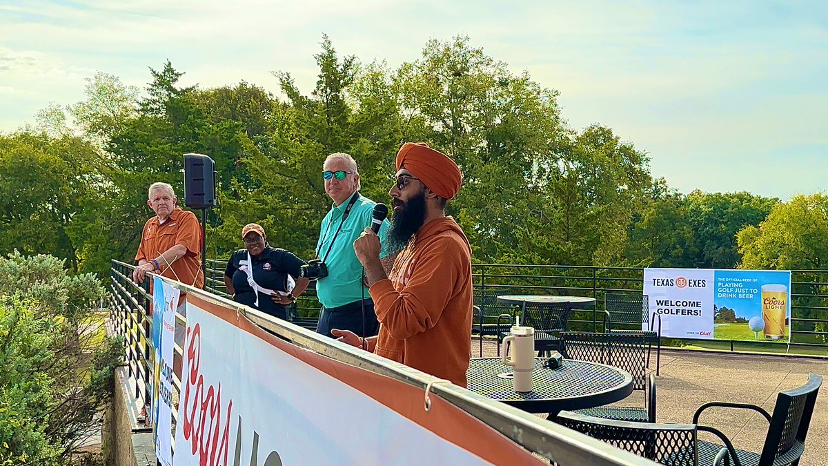 DallasTexasExes's tweet photo. Thank you to @Jeopardy College National Champion @jsinghmlk for being the #GetTeedOffAtOu Honorary Golf Chair!

#hookemDTX #hookemhorns #dallastexas #dallastx #utaustin #dte96 #hookem #dallas #texasou #texasexes #texasex #texas #texaslonghorns #allgasnobrakes #longhornnation https://t.co/VrXYee7qLp