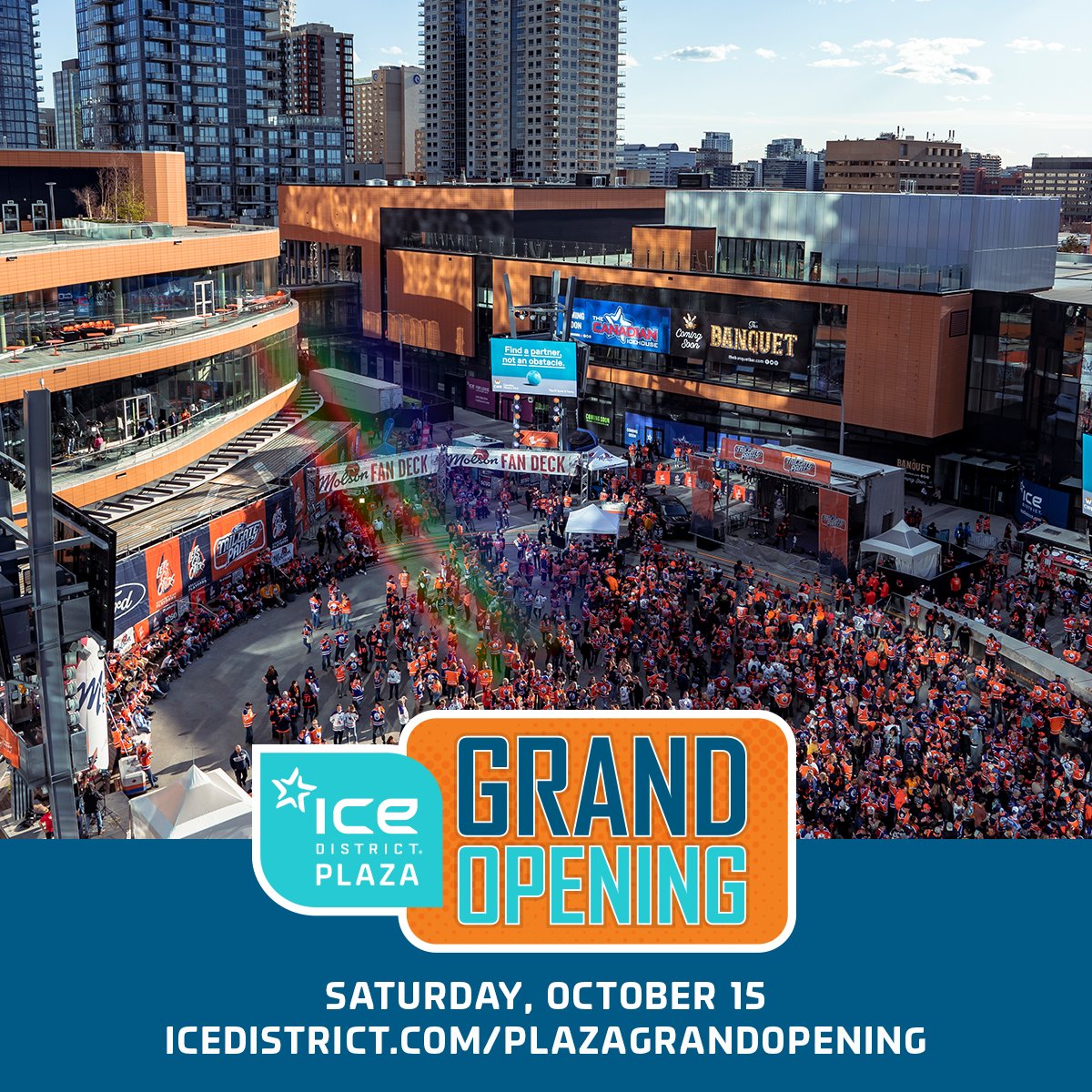IceDistrict's tweet image. 🎊 EVENT ANNOUNCEMENT!! 🎊

We are excited to announce the official grand opening of ICE District Plaza on Saturday, October 15 including an official ceremony followed by the @Molson_Canadian Tailgate for the #BattleofAlberta at #RogersPlace. 

More info: icedistrict.com/PlazaGrandOpen…