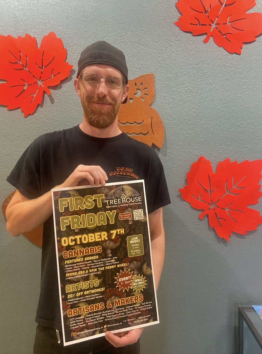 Treehouse_SC's tweet image. 👻 🎃Trick or Treat yo self during our halloween-themed First Friday tonight from 5-8pm!! Stop by this evening for a spooky ol' time! Orangeee you excited!? 🤡 

Lots of canna-fun planned up... you don't wanna miss it!!🧟🥳