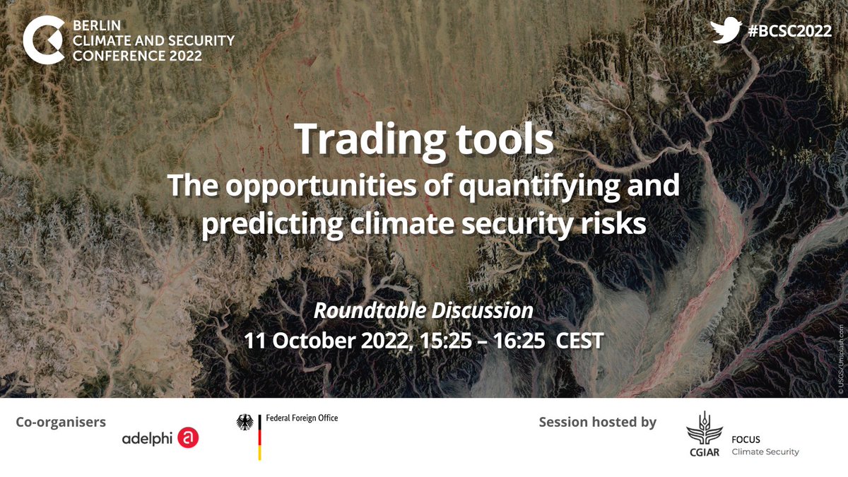CGIAR | Climate Impact Platform (@cgiarclimate) on Twitter photo The #ClimateResilience Initiative will be at the Berlin Climate and Security Conference 11 Oct. 𝗕𝗶𝗮 𝗖𝗮𝗿𝗻𝗲𝗶𝗿𝗼 will present the Climate Security Dialogues dashboard, a tool for monitoring #Twitter conversations about climate security. <a href="/CGIAR/">CGIAR</a> <a href="/GermanyDiplo/">GermanForeignOffice</a> #BCSC2022 The #ClimateResilience Initiative will be at the Berlin Climate and Security Conference 11 Oct. 𝗕𝗶𝗮 𝗖𝗮𝗿𝗻𝗲𝗶𝗿𝗼 will present the Climate Security Dialogues dashboard, a tool for monitoring #Twitter conversations about climate security. <a href="/CGIAR/">CGIAR</a> <a href="/GermanyDiplo/">GermanForeignOffice</a> #BCSC2022