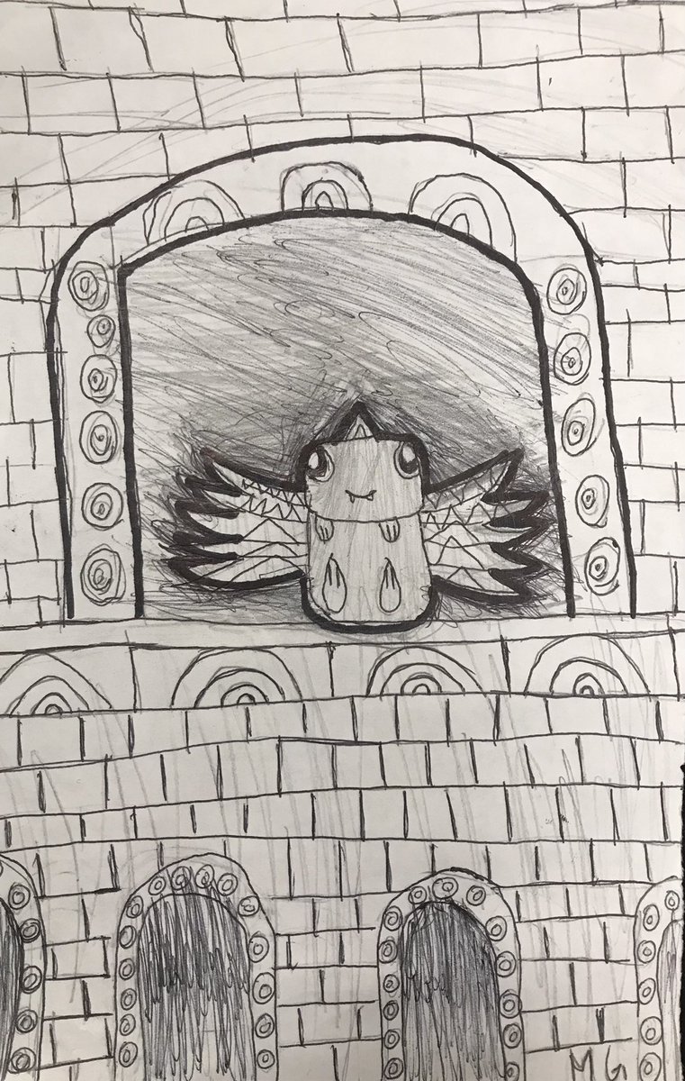 Better late than never for our family collaborative  #inktober2022 flame and gargoyle.