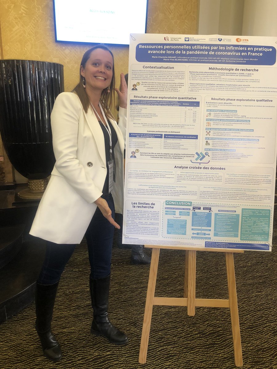 Fière d’avoir pu présenter mon poster au Congrès Francophone de la Pratique Avancée☺️Avec Pierre-Yves Blanchard en Co-auteur et directeur de mémoire que je remercie pour son accompagnement