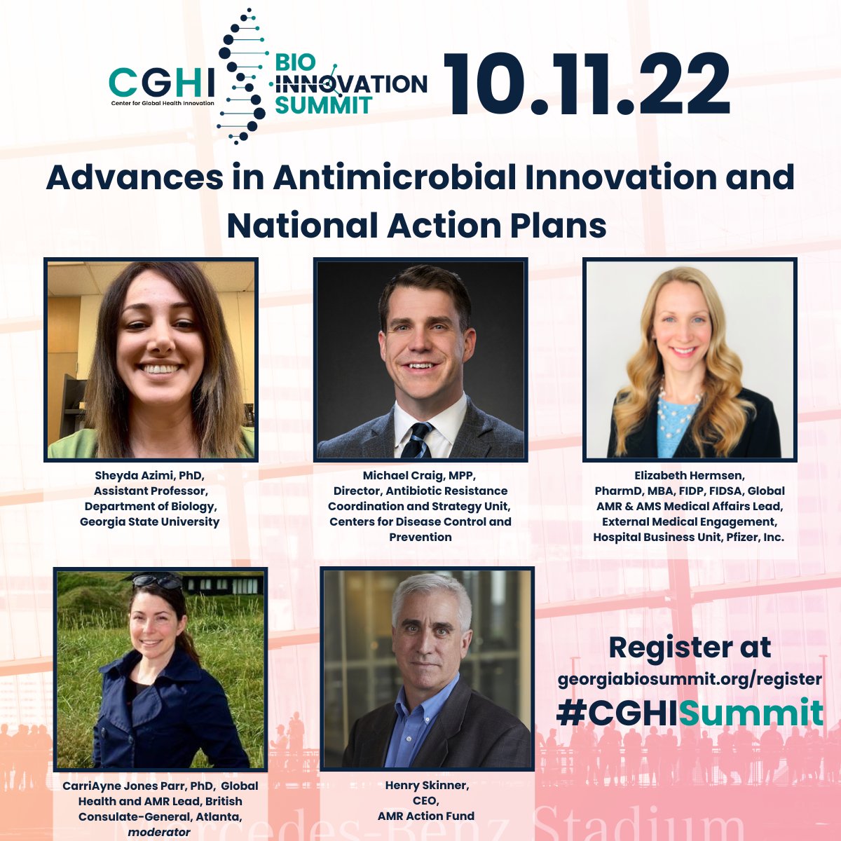 Elizabeth Hermsen (@ehermsenusa) on Twitter photo Excited to join this panel on #AntimicrobialResistance at next week's #CGHISummit! Bonus - I get to see my brother, who lives in #Atlanta, and walk on the turf at <a href="/MBStadium/">Mercedes-Benz Stadium</a>! georgiabiosummit.org
#stopsuperbugs #AMR #bio #innovation #collaboration Excited to join this panel on #AntimicrobialResistance at next week's #CGHISummit! Bonus - I get to see my brother, who lives in #Atlanta, and walk on the turf at <a href="/MBStadium/">Mercedes-Benz Stadium</a>! georgiabiosummit.org
#stopsuperbugs #AMR #bio #innovation #collaboration