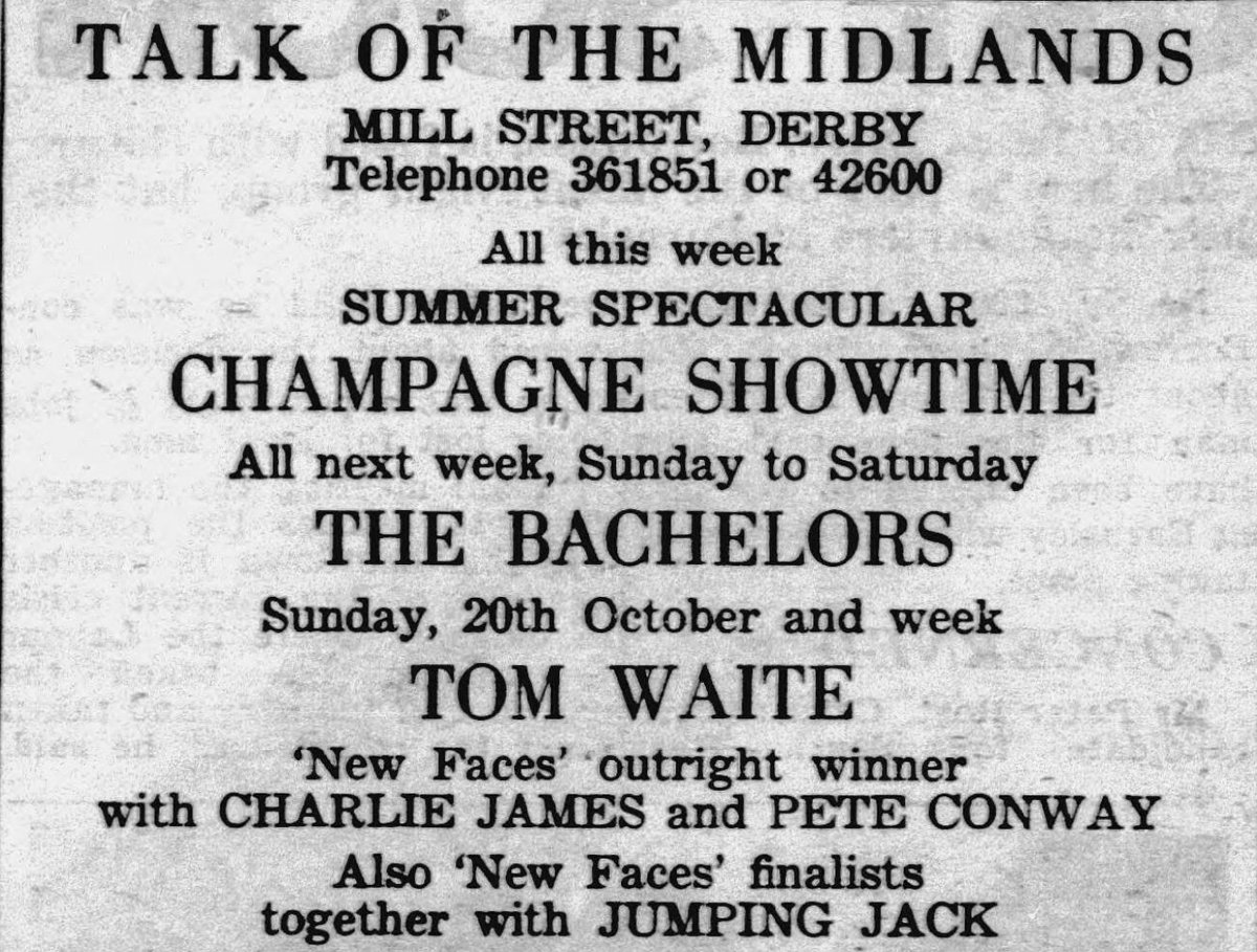 48 years ago today the Derby Daily Telegraph ran this advert for this show with not one, but three New Faces stars. <a href="/poppapete299/">Pete Conway</a> <a href="/MsCharlieJames/">Charlie James</a> 
newfacesatv.info has all the details of their appearances on the show
#NewFaces #ATV