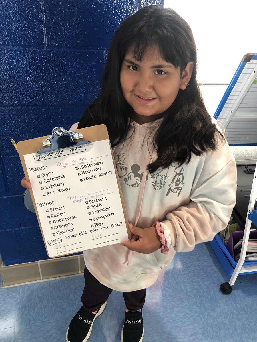 We loved our scavenger hunt this morning! It was so much fun finding different places and school supplies around <a href="/HovatterES/">Hovatter Elementary</a>, and using our sentence starters to talk about what we found! #EL #newcomer