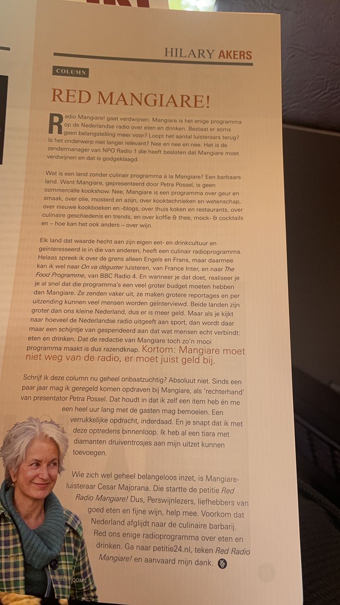 RadioMangiare's tweet photo. Hilary Akers zegt het. https://t.co/kU4cHfVF0n