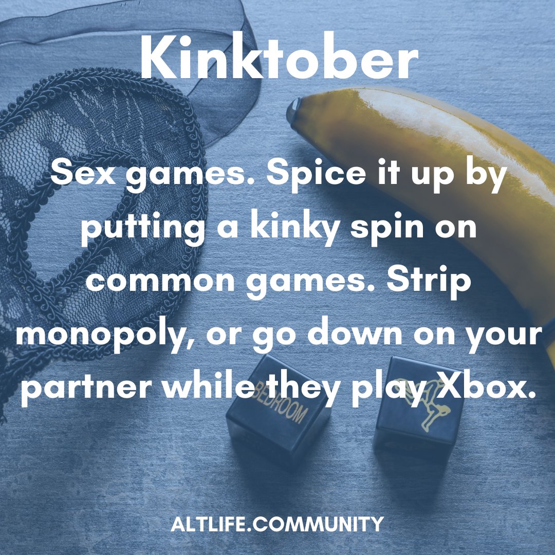 AltLife_Comm's tweet photo. Spice it up during #kinktober with some sexy games to play with your partner!
#altlifecommunity #fetlifealternative #bdsmcommunity #adultplatform https://t.co/s9FH9dF23Q