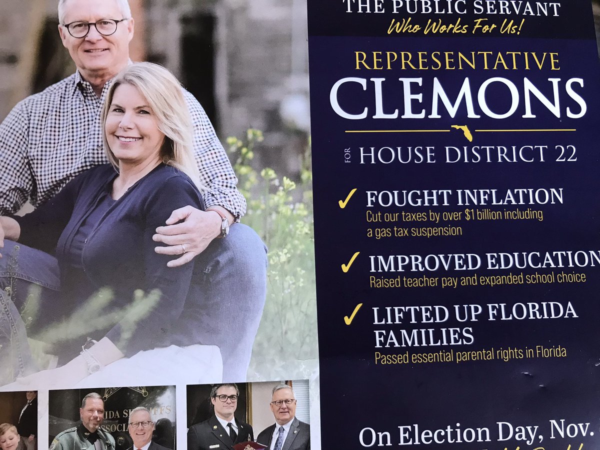 DebFlblu's tweet photo. Lyin’ pieces of 💩! Republican Party of Florida sent out this mailer today- Dem Brandon Peters is running for House Dist 22 here in N. Central Fl against ncumbent Clemons. CK out R mailer, Brandon has never met Biden (photoshop) Repugs have zero problem lyin’The whole flyer is 😂 https://t.co/gacRzVEq8d