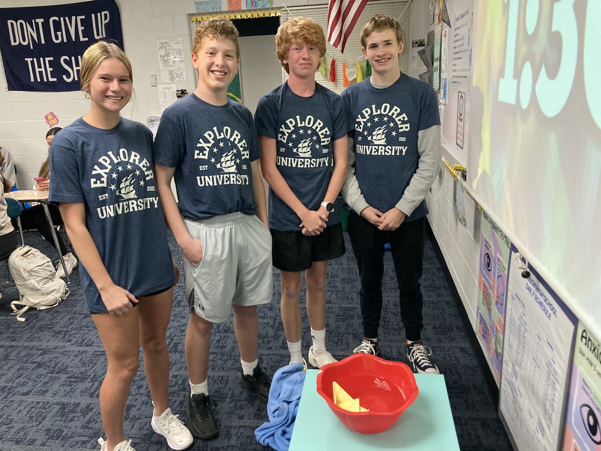MrsPetraska's tweet photo. We had a great day learning about adaptive problem solving for our first Explorer Day! Honors 10 students made boats like the narrator in “The Bass, The River, and Sheila Mant” and English 11 students cleared Bridget Bishop’s name after reading about her in “The Crucible”! ⚓️ https://t.co/djNHpLrAWN
