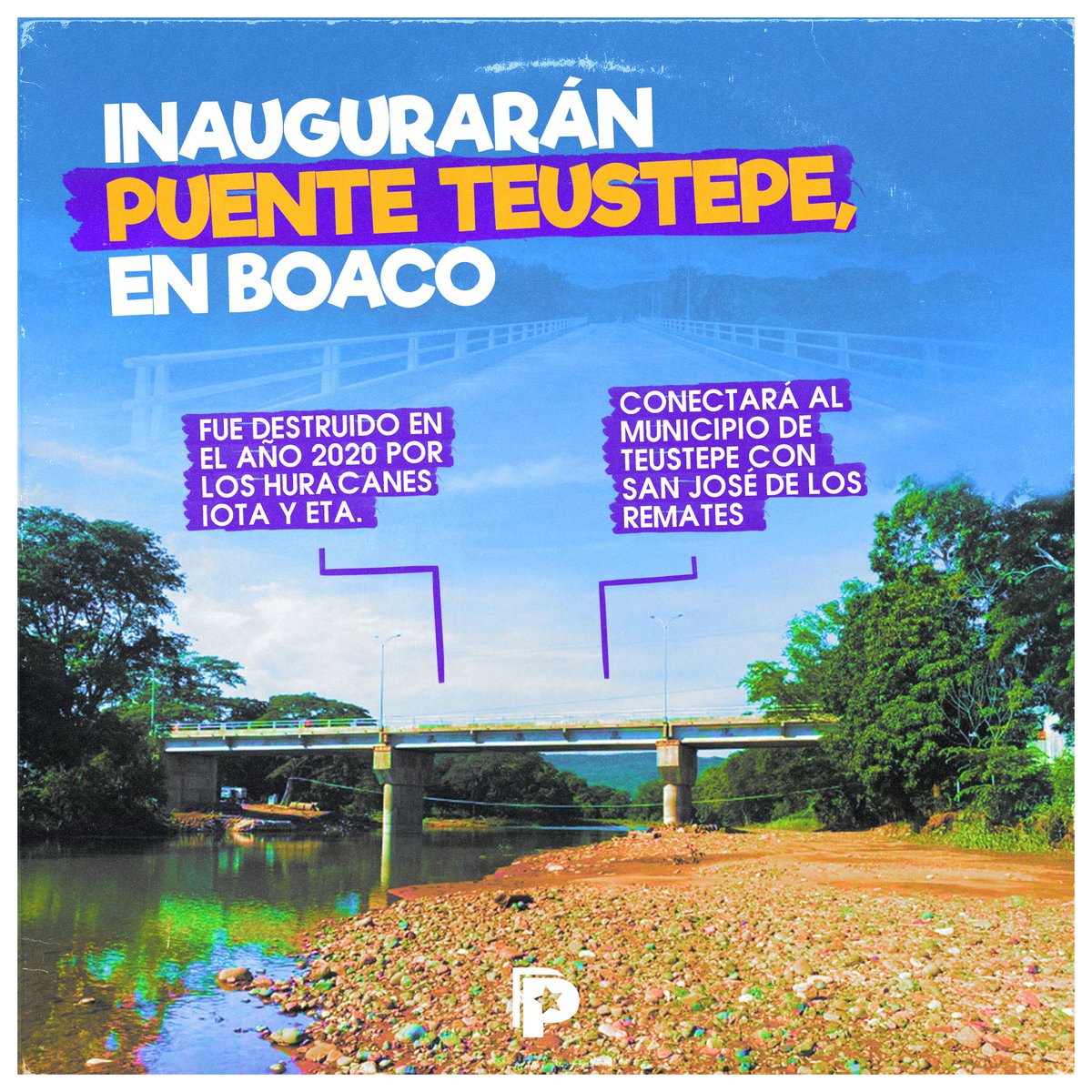 #Avance| El Gobierno de Reconciliación y Unidad Nacional, a través del MTI, estará inaugurando la construcción del Puente Teustepe, en el Departamento de #Boaco, que va a contribuir al progreso y bienestar de las familias nicaragüenses. 🇳🇮✊🏻👨‍👩‍👧‍👦🔴⚫🌉 #2022PuebloVictorioso