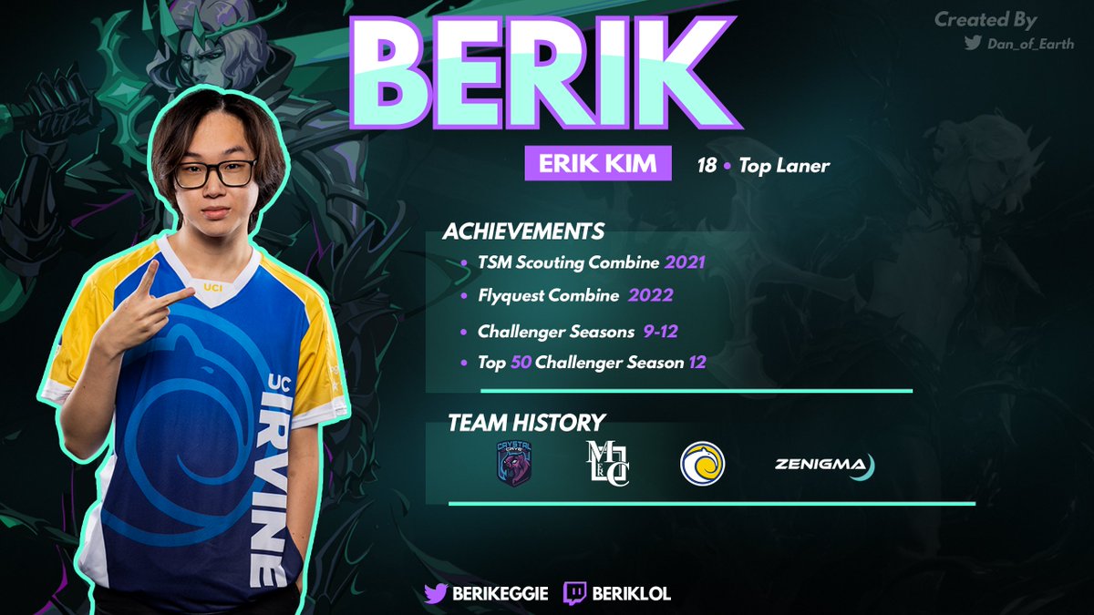 I am taking a year off undergrad to pursue pro League. I'm LFT for Academy/Affiliate. Contact via: berik#0001 on Discord or Twitter DM.