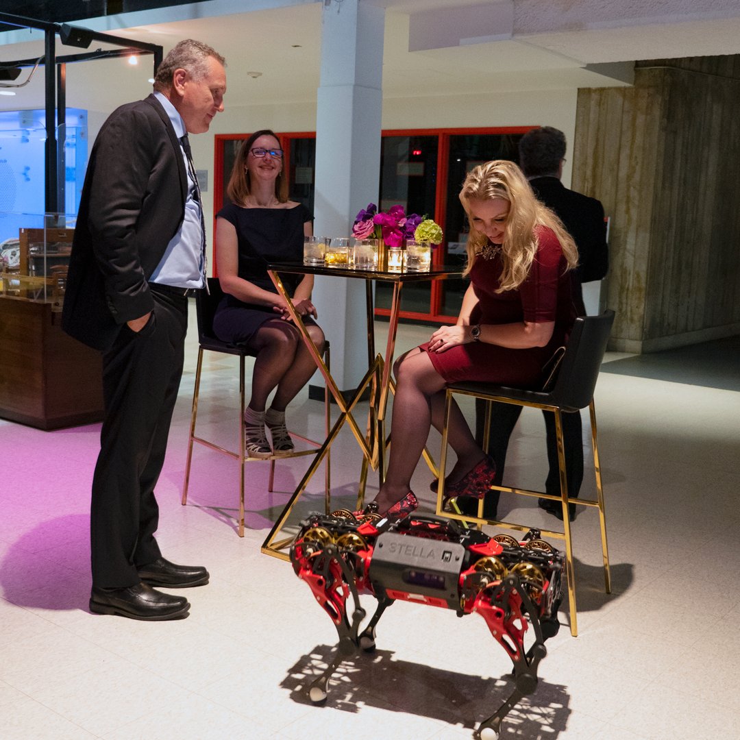 ahead_io's tweet photo. We're really happy that the @InnovatorsBall was a success last night! We had a lot of fun and enjoyed giggling with guests guiding #stanleyquadruped through our obstacle course.
#innovatorsball #fundraiser #Robotics #Event #Science   #Engineering #madeincanada @OntScienceCtr https://t.co/qTwrDRwi4q