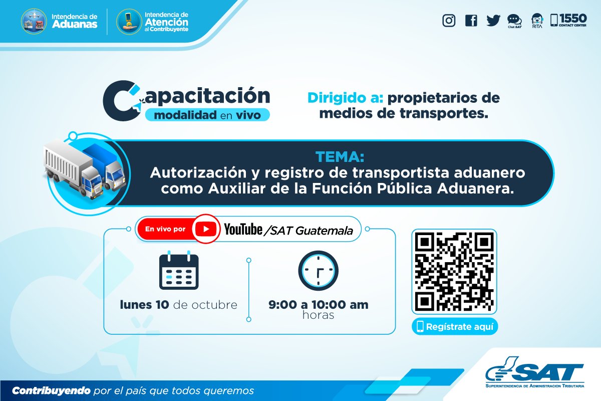 InfoCatransca's tweet photo. Se invita a Transportistas Aduaneros 🚛registrados como Auxiliares de la Función Pública, a la capacitación de @SATGT donde darán a conocer el nuevo sistema de gestión para autorización, renovación y actualización, mismo que fue apoyado por #CATRANSCA a través del plan piloto... https://t.co/auvnmSkFxi