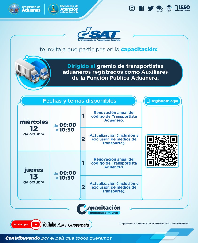 InfoCatransca's tweet photo. Se invita a Transportistas Aduaneros 🚛registrados como Auxiliares de la Función Pública, a la capacitación de @SATGT donde darán a conocer el nuevo sistema de gestión para autorización, renovación y actualización, mismo que fue apoyado por #CATRANSCA a través del plan piloto... https://t.co/auvnmSkFxi