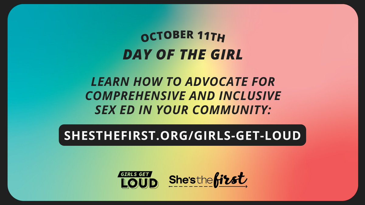 Get ready for International #DayOfTheGirl with us! We've got three ways for you to stand up for girls' reproductive rights on Tuesday, October 11: shesthefirst.org/girls-get-loud