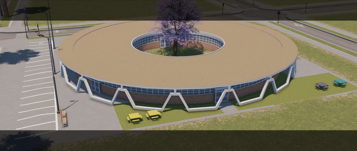 AtkosKhan's tweet photo. RELEASED: Mid-Century Modern Elementary School

Out on Workshop: 

https://t.co/cVzHIY1Osi

There will be one more MCM service building assuming I get the editor working again https://t.co/T93gcC5lwe