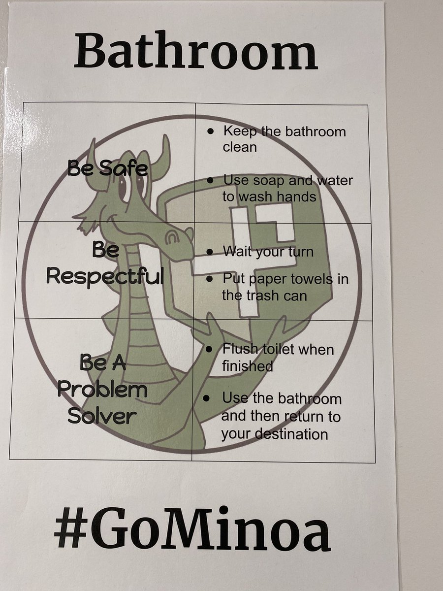 g_gerst's tweet photo. Check out our Behavior Expectations thanks to our PBIS/P2 Team. You see them throughout the building in key spots. Teachers explicitly taught the expectations @ beginning of year👊🏻💕🍀 #GoMinoa @PBISRewards @DonnaDeSiato @PosProject @Mrs_Kim_Lake #behaviormatrix https://t.co/cVwMfcVvrJ