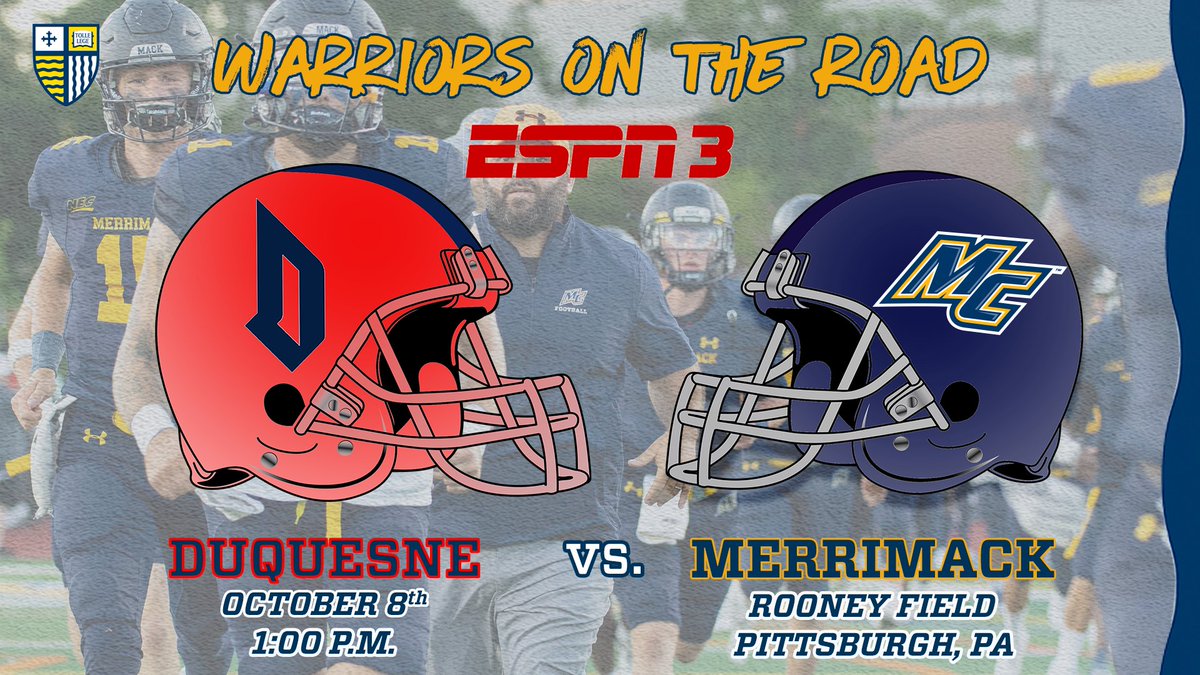 Your Warriors will be on ESPN3 tomorrow afternoon taking on Duquesne! Kick off is set for 1PM. Hit the link below to watch the game! 📺: es.pn/3ChP9cT #GoMack // #MackTough