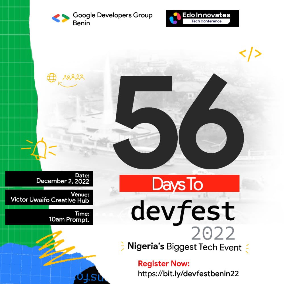 gdgbenin's tweet photo. Register at https://t.co/a2ZeaTAlSC to reserve a seat at the gdgbenin devfest #hackerton #google #googleevents #100DaysOfCode #womeninstem #techafrica #googlewomentechmakers https://t.co/Vwcvjhl5Xf