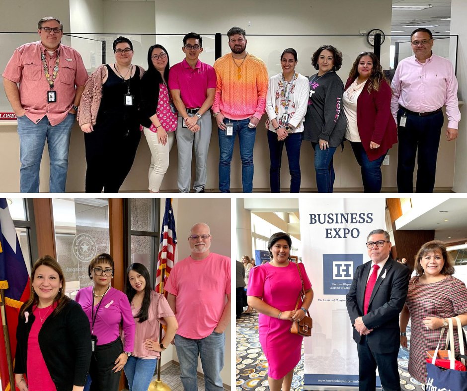 harriscotxclerk's tweet photo. The Harris County Clerk's Office showed their support for #BreastCancerAwareness by wearing pink. πPrioritize your breast health by visiting https://t.co/YbA9LY3A3a for more information on screenings, support, education, and more. #BCRCSB #BreastCancerAwareness https://t.co/zSFRDGOjgW