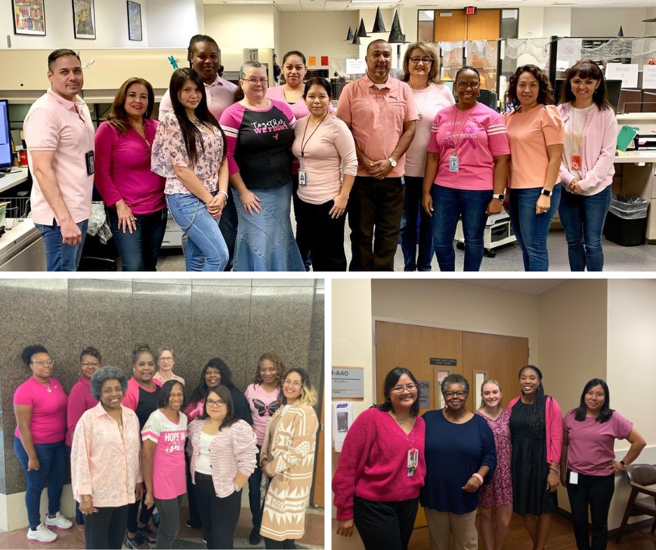 harriscotxclerk's tweet photo. The Harris County Clerk's Office showed their support for #BreastCancerAwareness by wearing pink. πPrioritize your breast health by visiting https://t.co/YbA9LY3A3a for more information on screenings, support, education, and more. #BCRCSB #BreastCancerAwareness https://t.co/zSFRDGOjgW