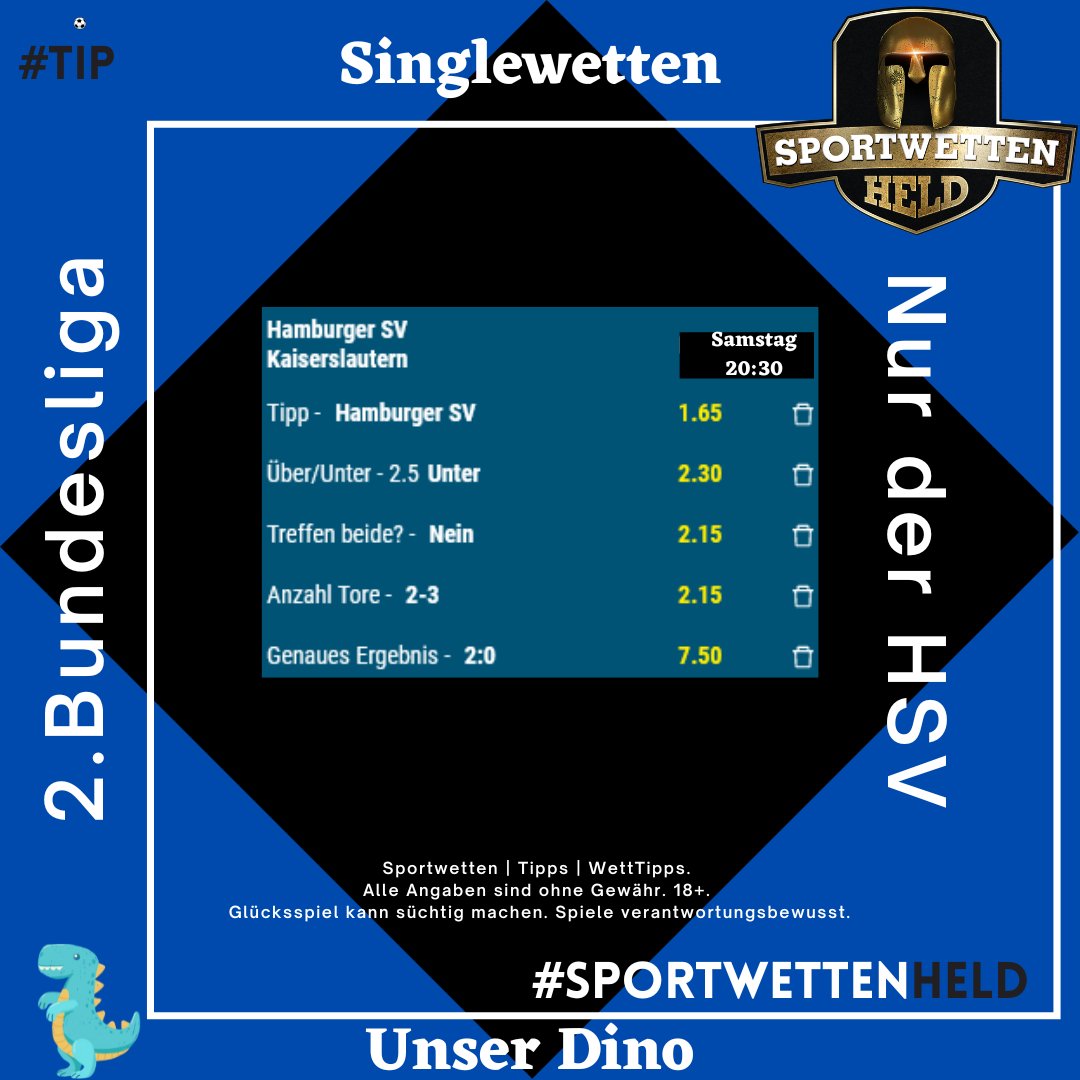 SportwettenHeld's tweet photo. Ab 20:30 darf "Unser Dino" gegen die #Rote_Teufel ran.
Hier findest du ein paar Videos zum Thema Wettstrategien https://t.co/n43bjLvyk3
#SportwettenHeld #WettTipps #Bettingtips #Tipico_DE #Fußball #bet365DE #tipico #bet365 #AdmiralBet #HSV #Rote_Teufel #kicker_2BL #BILD_HSV https://t.co/8ePLUjrvs1
