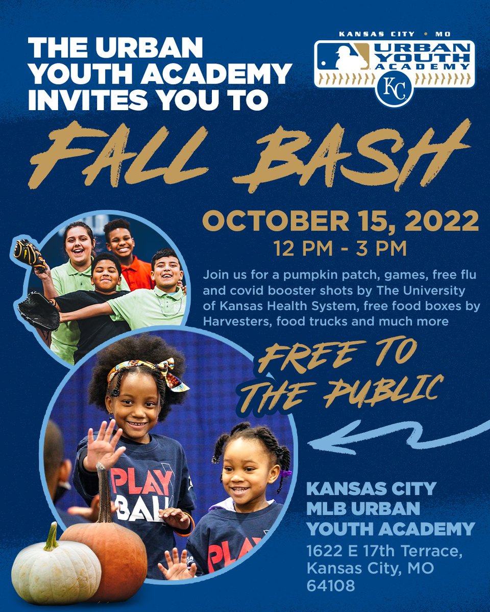 The KCUYA is partnering with the Heartland Black Chamber of Commerce for a Community Fall Bash on Oct 15! The event will include a pumpkin patch, games, free food boxes from Harvesters, live music, free flu and booster shots by TUKHS, food trucks and more. Come and see us! 🎃💙