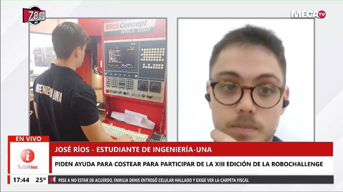 ☎️En comunicación con José Ríos, estudiante de Ingeniería de la UNA

🤖Piden ayuda para participar en la XIII Edición del Robochallenge

📡Escucha: megacadena.com.py #780AM <a href="/megatvpy/">MEGA TV</a>📺