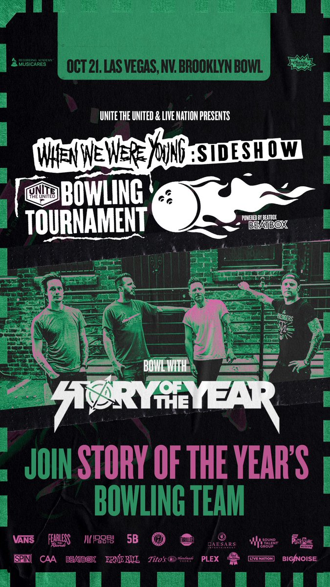 charitybomborg's tweet photo. 2 of 2 • THEY CAN PLAY MUSIC... BUT CAN THEY BOWL??
Find out by joining their team at the @UniteTheUnited 🎳 Tournament happening at the @WWWYFest #strange90s sideshow @BBowlVegas !

More details and enter to win here: https://t.co/C3TiojL9C2 https://t.co/Jl9ffzM3En