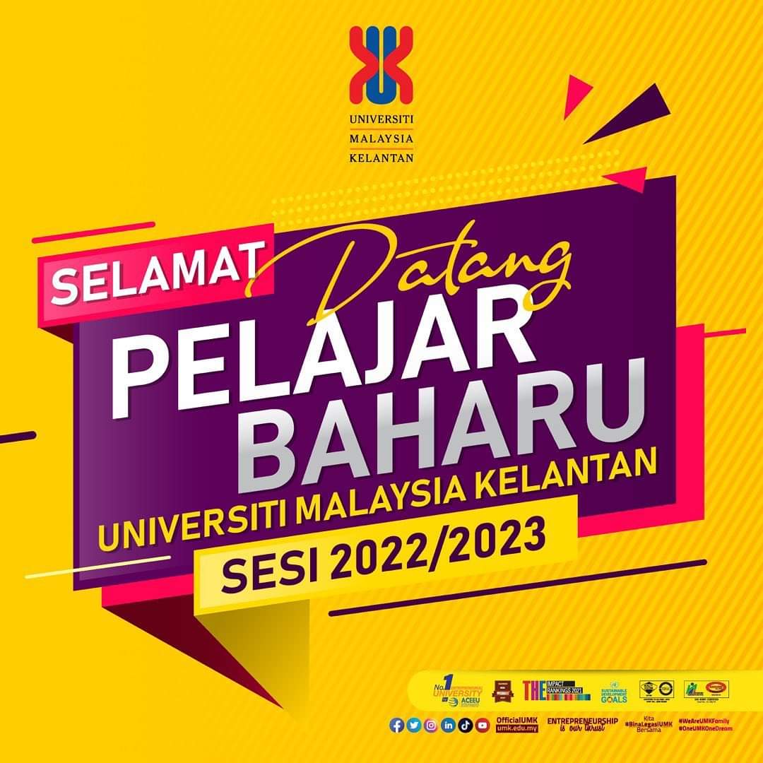 Sust_Sc_UMK's tweet photo. Selamat datang pelajar baharu ke Universiti Malaysia Kelantan khususnya pelajar Sains Kelestarian Alam Sekitar.
#SainsKelestarian
#DiscoverFSB
#KeluargaUMK https://t.co/JoyukYpkNJ