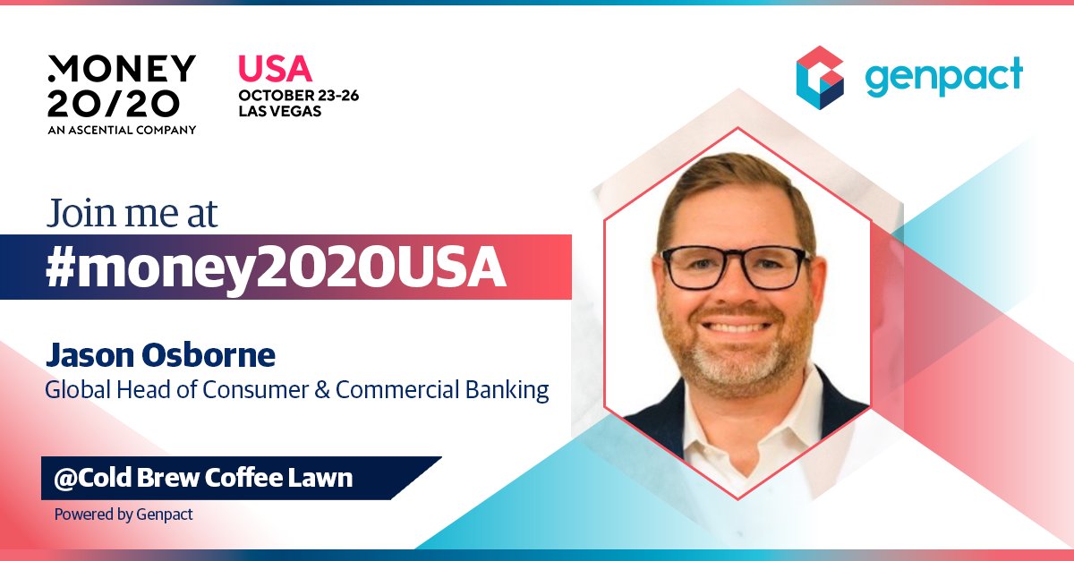 #Money2020 is the best opportunity of the year to discuss the future of #banking, #payments and #fintechs from the best minds in the industry. My colleagues <a href="/Genpact/">Genpact</a>  and I look forward to discussing these topics that will #transform the way we look at #financialservices.