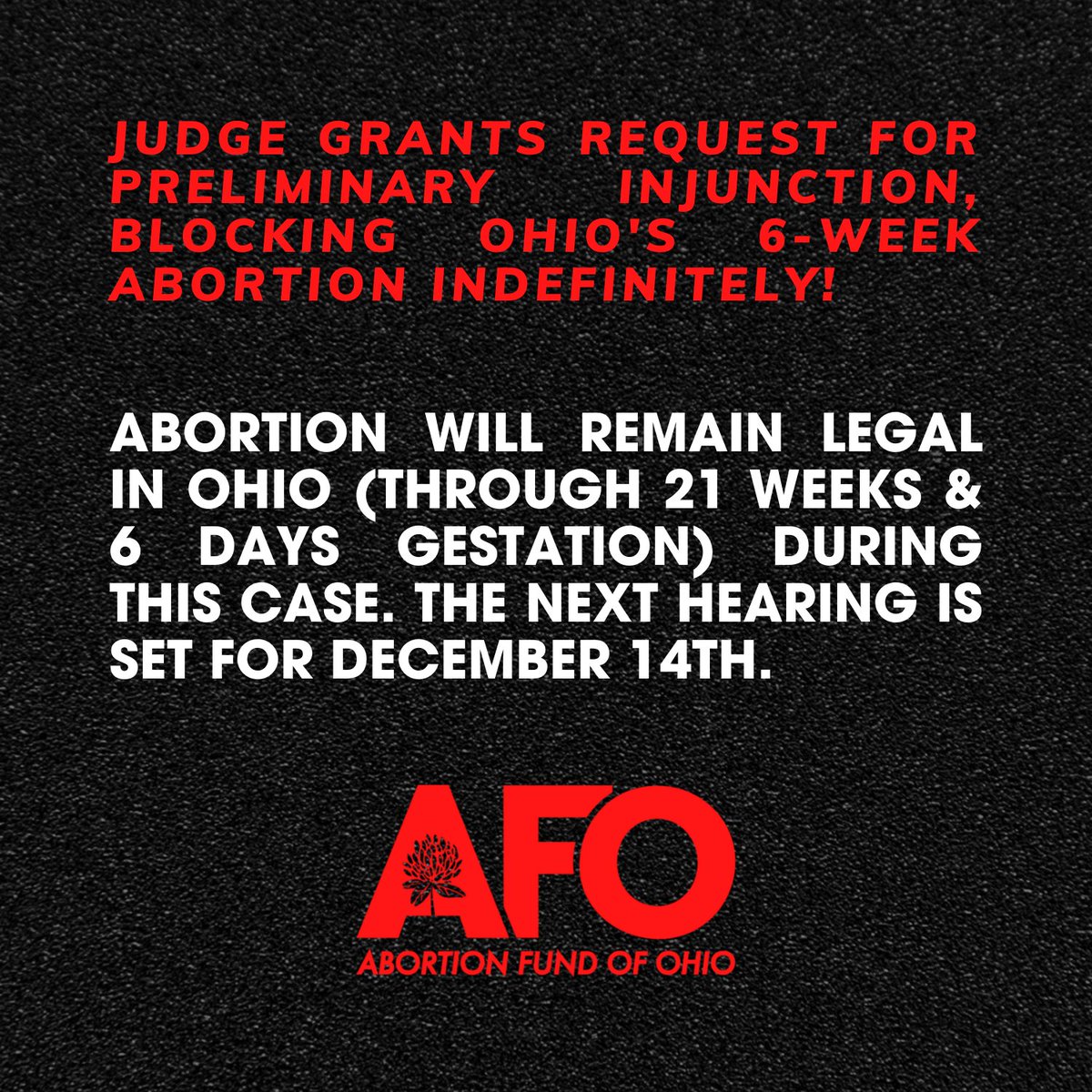abortionfundOH's tweet photo. Y'ALL—ABORTION IS LEGAL IN OHIO 😭🥺! 

We are so immensely grateful for the work Ohio's abortion providers &amp; their representation have put in to fight this horrendous ban. 
https://t.co/E5x2oJVKuF https://t.co/ecGqBADkoO