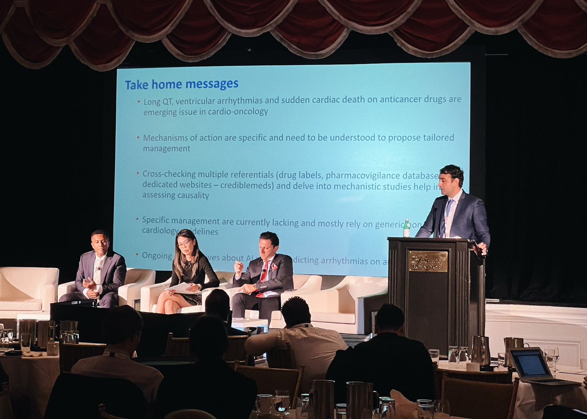 CCardiacON's tweet photo. Dr. Joe Elie Salem from @VUMChealth @MedecineSU presenting on the prevalence of ventricular arrhythmias and sudden cardiac death in patients receiving cancer treatment. #GCOS22 @ICOSociety https://t.co/xdcg4HlWy0
