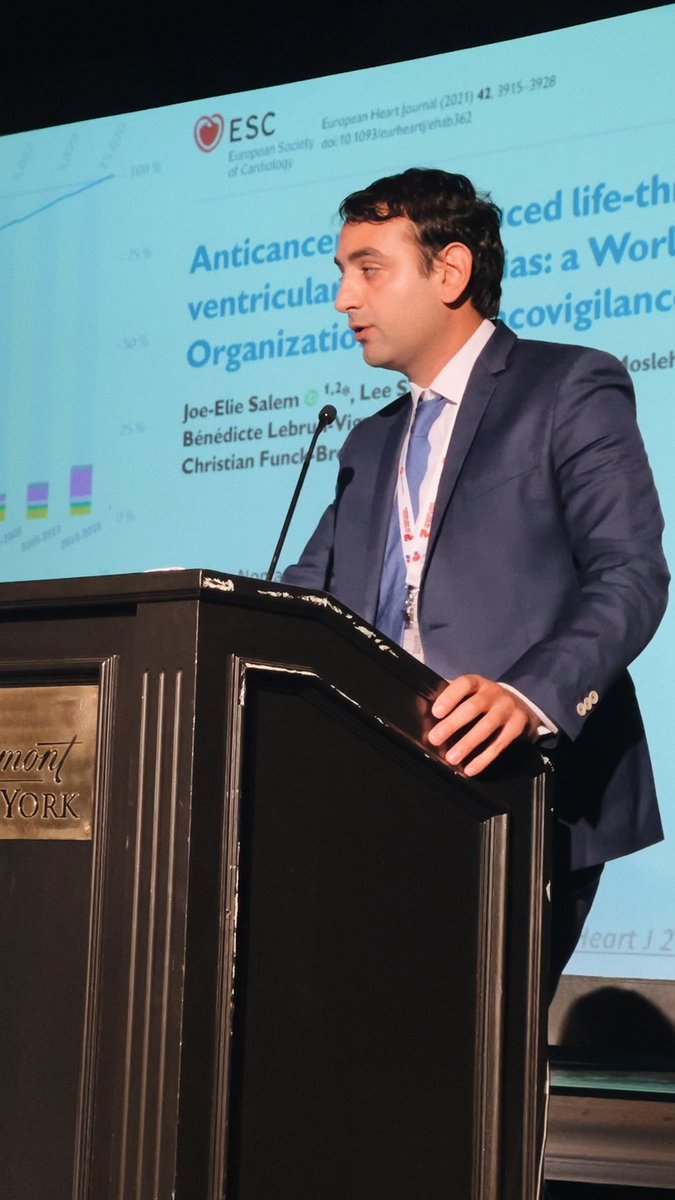 CCardiacON's tweet photo. Dr. Joe Elie Salem from @VUMChealth @MedecineSU presenting on the prevalence of ventricular arrhythmias and sudden cardiac death in patients receiving cancer treatment. #GCOS22 @ICOSociety https://t.co/xdcg4HlWy0