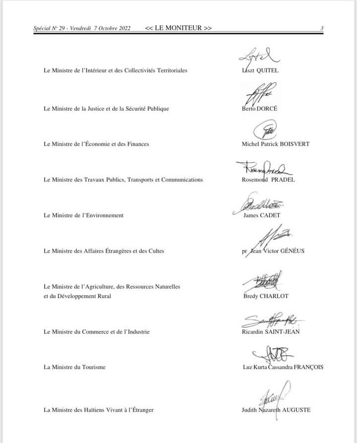 Frantzduval's tweet photo. L’autorisation officielle permettant de demander l’intervention armée en Haïti signée d’Ariel Henry et des ministres https://t.co/1wbw2y6TTL
