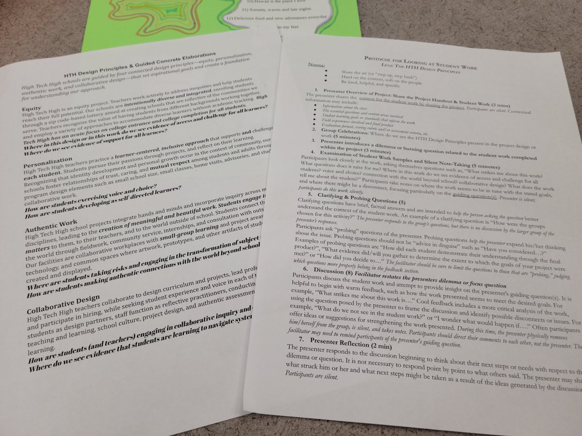 LOOKING at STUDENT WORK ACROSS ALL 16 SCHOOLS

Rob Riordan (the legend) started the day with an interpretative dance 😂 of the <a href="/hightechhigh/">High Tech High</a> Design Principles ♥️ then looking for evidence of PERSONALIZATION, EQUITY, AUTHENTICITY &amp; CO-DESIGN in students' work 🔥♥️
#deeperlearning