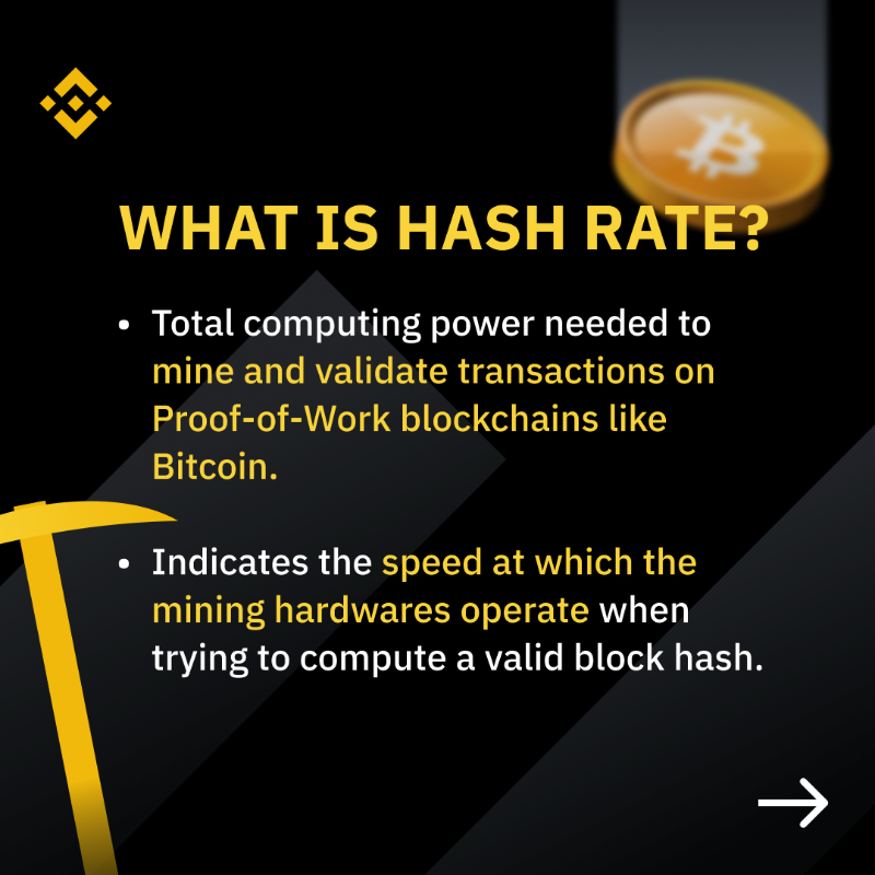 binance's tweet photo. You might have heard a lot about #Bitcoin’s hash rate reaching an all-time high.

If you’re not quite sure how it works or why it’s important, swipe through ➡️