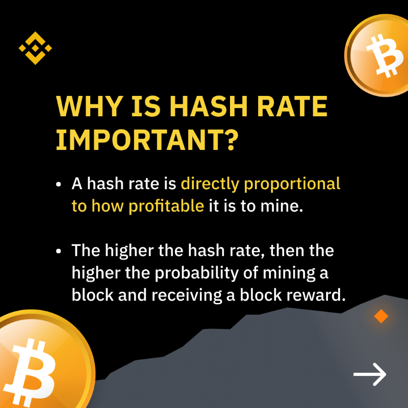binance's tweet photo. You might have heard a lot about #Bitcoin’s hash rate reaching an all-time high.

If you’re not quite sure how it works or why it’s important, swipe through ➡️