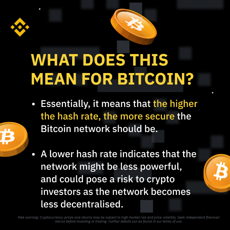 binance's tweet photo. You might have heard a lot about #Bitcoin’s hash rate reaching an all-time high.

If you’re not quite sure how it works or why it’s important, swipe through ➡️