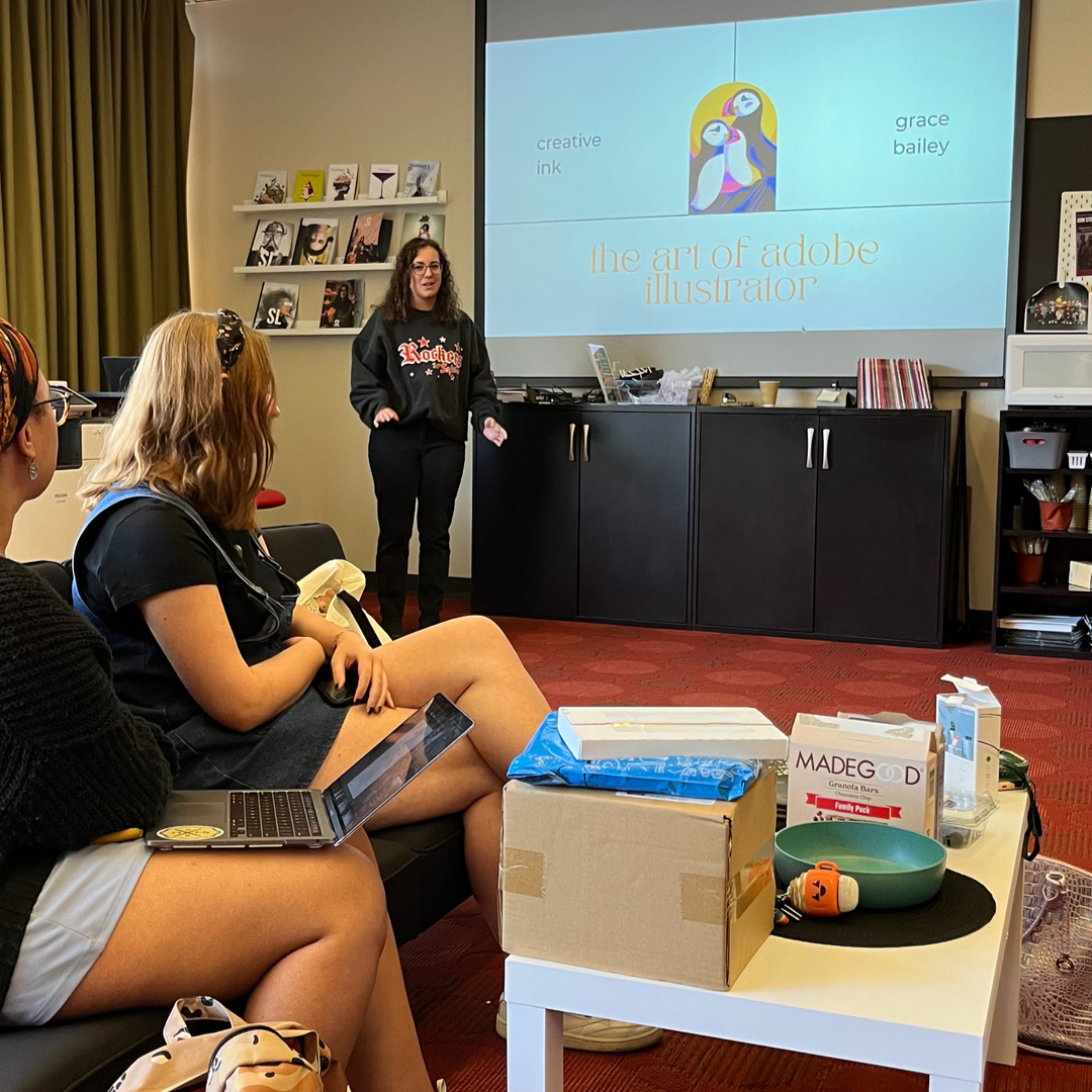 CreativeInkSC's tweet image. We are not just working with our clients. We are always teaching our strengths to the team for developing practical skills. This is our social media director, Grace, teaching us about Adobe illustrator!