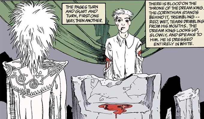 I will not elaborate to avoid major sandman spoilers but this panel from the dreaming 1996 exists and I will never find peace 