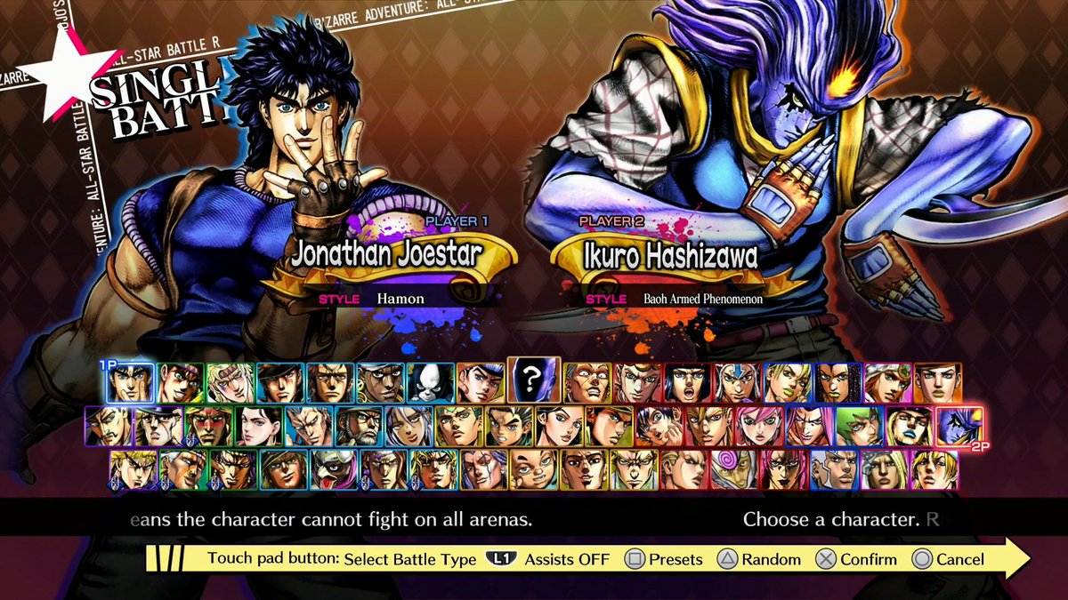 YMG_HeroeZ's tweet photo. Guys, Which Character Are You Gonna Pick In #JoJosBizarreAdventureAllStarBattleR?
They Are Currently 51 Characters Of This Game.
#JoJo #JoJosBizarreAdventure #JoJosBizarreAdventureAllStarBattle #JJBA #JJASB #JJASBR #JoJo_ASBR #Baoh #BaohTheVisitor https://t.co/CCj2hPRMSU