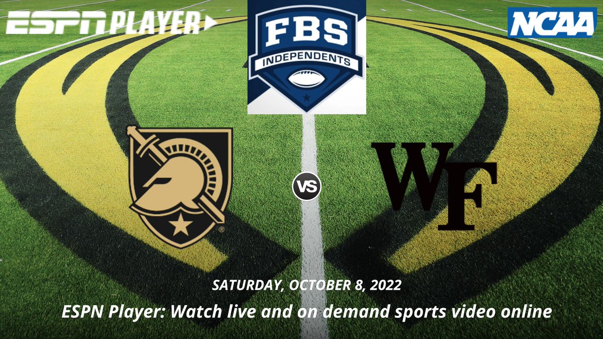 FbsNcaa's tweet photo. Army West Point vs Wake Forest
•📺 https://t.co/Arksb8P5Hp
•⏱️ 7:30 PM EDT 
•🗓️ October 08, 2022
@WakeFB @DemonDeacons @Les_Johns @ForbesWakeHoops @John_Currie @CoachKHiggins @StanCottenWF @Riley_Skinner @atorian_perry @CoachClawson @brendonharris_ @HankLucas7 @AalijahK https://t.co/DIZCBuSYa4