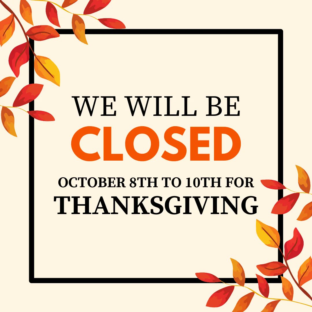 You can get tickets today in person until 4:30, then we'll be closed until Tuesday, October 11th at 9am. #happythanksgiving #turkeyday