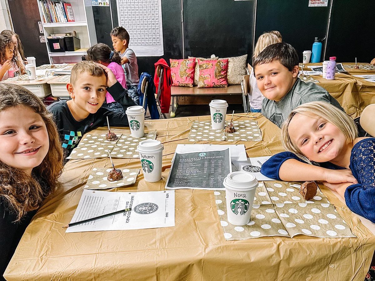 WooMrsWilson's tweet photo. We celebrated the end of our reading unit STARBOOKS style! ☕️⭐️ Complete with cake pops, hot cocoa, &amp; book reviews. The menu included our favorite books &amp; characters from this unit 😀 #MyOhioClassroom #ReadingCelebration #3rdGrade https://t.co/WcHqwRXsTO
